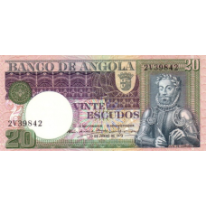 (312) Angola P104 - 20 Escudos (1973) (312) Angola P104 - 20 Escudos (1973)