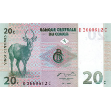 P 83 Congo (Democratic Republic) - 20 Centimes Year 1997