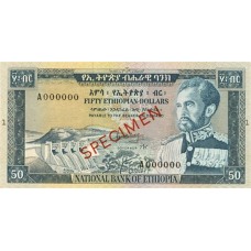 P28S Ethiopia - 50 Dollars Year ND (1966) (SPECIMEN) P28S Ethiopia - 50 Dollars Year ND (1966) (SPECIMEN)