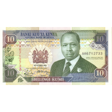 P24a Kenya - 10 Shillings Year 1989