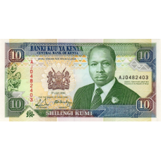 P24b Kenya - 10 Shillings Year 1990
