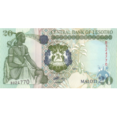 P16a Lesotho - 20 Maloti Year 1994 P16a Lesotho - 20 Maloti Year 1994