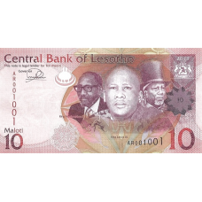 P21b Lesotho - 10 Maloti Year 2013