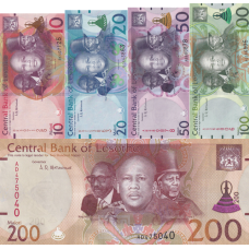 (010) ** PNew (PN26a-PN30a) Lesotho - 5-200 Maloti (2021) (5 Notes)