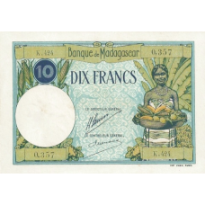 P 36 Madagascar -10 Francs Year ND (1937-1947)