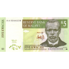 P36a Malawi - 5 Kwacha Year 1997 P36a Malawi - 5 Kwacha Year 1997
