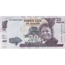 (439) Malawi P63 - 20 Kwacha Year 2019 (439) Malawi P63 - 20 Kwacha Year 2019