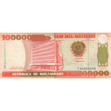 P139 Mozambique - 100.000 Meticals Year 1993 P139 Mozambique - 100.000 Meticals Year 1993
