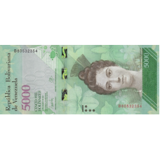 (449) Venezuela P97b - 5000 Bolivares Year 2017 (Wide Security Thread) (449) Venezuela P97b - 5000 Bolivares Year 2017 (Wide Security Thread)