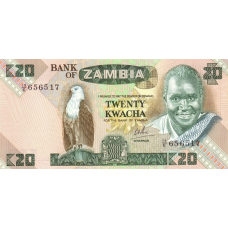 P27d Zambia - 20 Kwacha Year ND (1980-1988) P27d Zambia - 20 Kwacha Year ND (1980-1988)