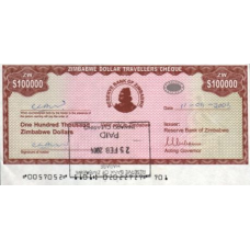 P20 Zimbabwe - 100.000 Dollars Year ND (2003) (With Stamps)